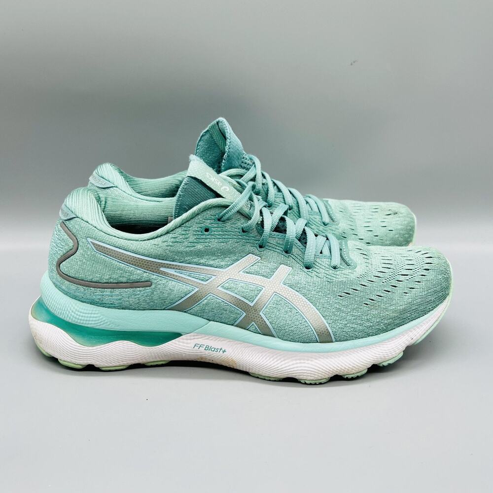 ASICS Shoes Womens 10 Green Mesh GEL-Nimbus 24 Running Athletic Sneakers Comfort